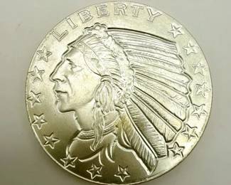 ½ Troy Oz .999 Fine Silver Golden State Mint Indian Head Round