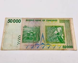 2008 Reserve Bank of Zimbabwe 50,000 Dollars Bank Note