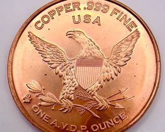 1 oz .999 Fine Copper Masonic Freemason Symbol Round