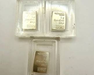 (3) Valcambi Suisse 1 Gram .999 Fine Silver Bars