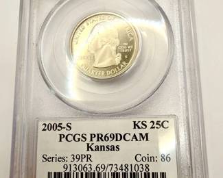PCGS PR65DCAM 2005-S Kansas State Quarter Proof Coin