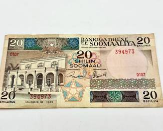 1989 Somalia 20 Shillings Bank Note