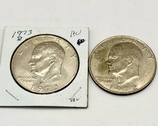 (2) Eisenhower Dollars 1973 & 1972 Clad Coins