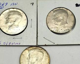 (3) Kennedy Half Dollars Including 1969 Silver & Bicentennial 1776–1976