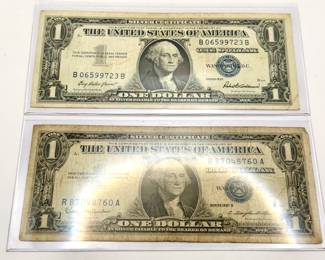 (2) U.S. One Dollar Silver Certificates Series 1957 & 1957B