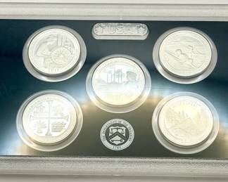 (5) 2019-S U.S. Silver Proof America the Beautiful Quarter Set w/ Box