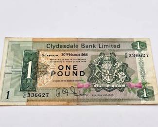 1966 Clydesdale Bank Limited One Pound Bank Note