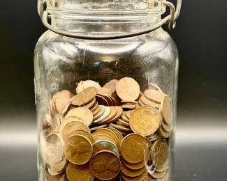 Unsearched 1940s Jar Of Pennies