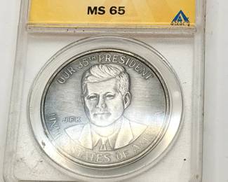(1) ANACS Graded JFK John F. Kennedy Commemorative Medal MS65