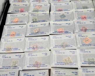 Collection of Vintage U.S. Postage Stamps in Mystic Stamp Co. Sleeves