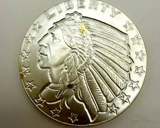 ½ Troy Oz .999 Fine Silver Golden State Mint Indian Head Round