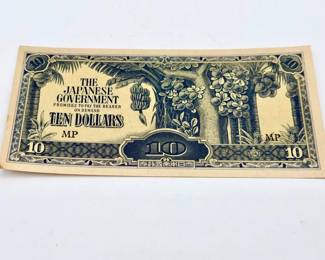 WWII Japanese Occupation Currency “MP” Series 10 Dollars Note – Japanese Government