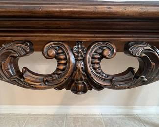 Ornate Carved Console Table with Glass Insets