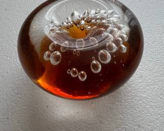 Murano Style Amber Bullicante Glass