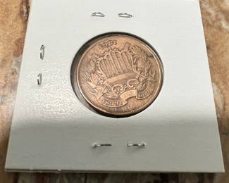 1864 Large Motto United States 2 Cents Coin