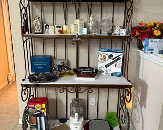 Ornate Wrought Iron Baker's Rack with Marble Shelves