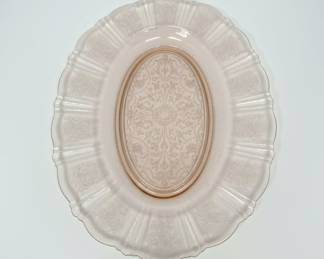 Pink Depression Glass Plate - Rose Point Pattern