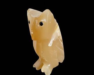 Carved Orange Owl Figurine