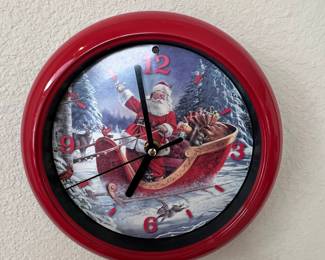 Santa in Sleigh Christmas Wall Clock