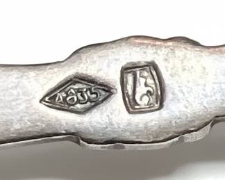 .835 Silver Souvenir Spoon with Coat of Arms 13 Grams