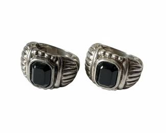 Vintage Earrings with Black Stone
