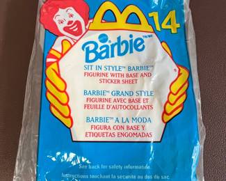McDonald's Barbie "Sit in Style" Figurine with Base and Sticker Sheet