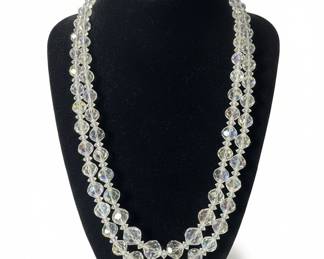 Two-Strand Aurora Borealis Crystal Necklace with Graduated Beads