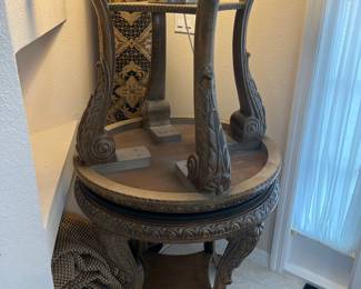 Burl Wood and Glass Accent Tables