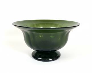 Vintage Blenko-Style Emerald Green Pedestal Bowl