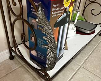 Ornate Wrought Iron Baker's Rack with Marble Shelves