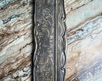 Antique Ornate Silver-Plated Folding Comb with Case