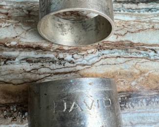 Sterling Silver Napkin Rings - "Robert" and "David"
