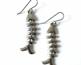 Fish Skeleton Dangle Earrings