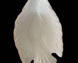 Lenox Acanthus Leaf Serving Bowl with Gold Rim