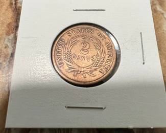 1864 Large Motto United States 2 Cents Coin