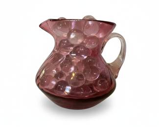 Pilgrim Glass Cranberry Hand Blown Pitcher