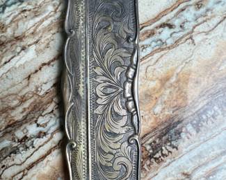 Antique Ornate Silver-Plated Folding Comb with Case