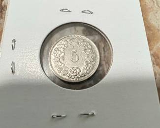 Swiss 5 Rappen Coin - 1939