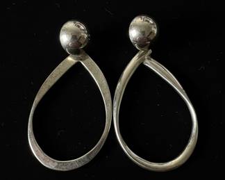 Silver Abstract Teardrop Earrings