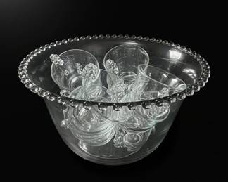 Imperial Glass Candlewick Punch Bowl Set