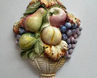Carraro "Fruit Basket" Majolica Ceramic Wall Plaque