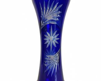 Cobalt Blue Cut Crystal Vase
