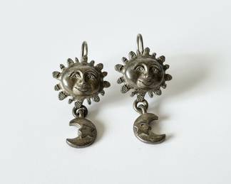 Vintage Sun and Moon Dangle Earrings