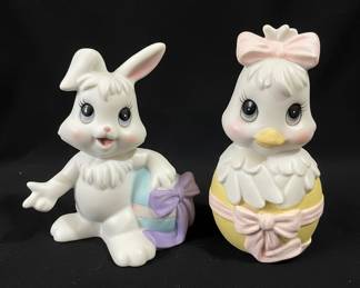 Easter Bunny and Chick Figurine Set