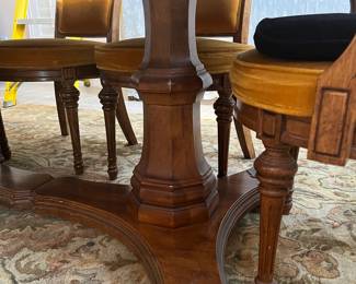 Vintage Walnut and Burl Wood Dining Set with Upholstered Chairs