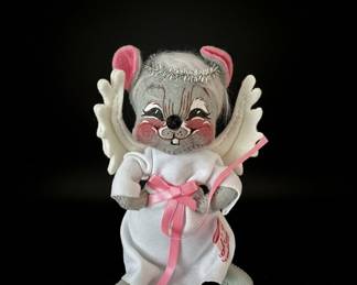 Annalee Dolls Angel Mouse Figurine with Pink Ribbon