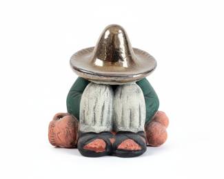 Mexican Ceramic Figurine - Sleeping Man with Sombrero