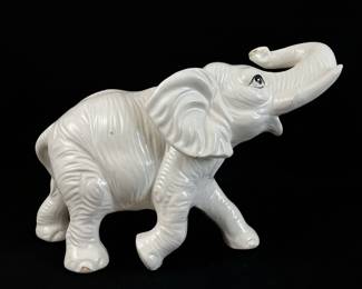 White Ceramic Elephant Figurine Made in Japan