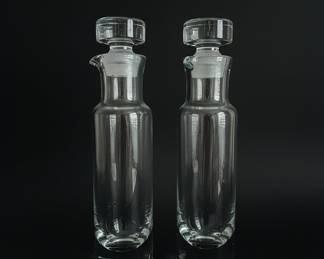 Set of Two Scandinavian Modern Glass Decanters