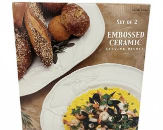 Set of 2 Embossed Ceramic Serving Dishes